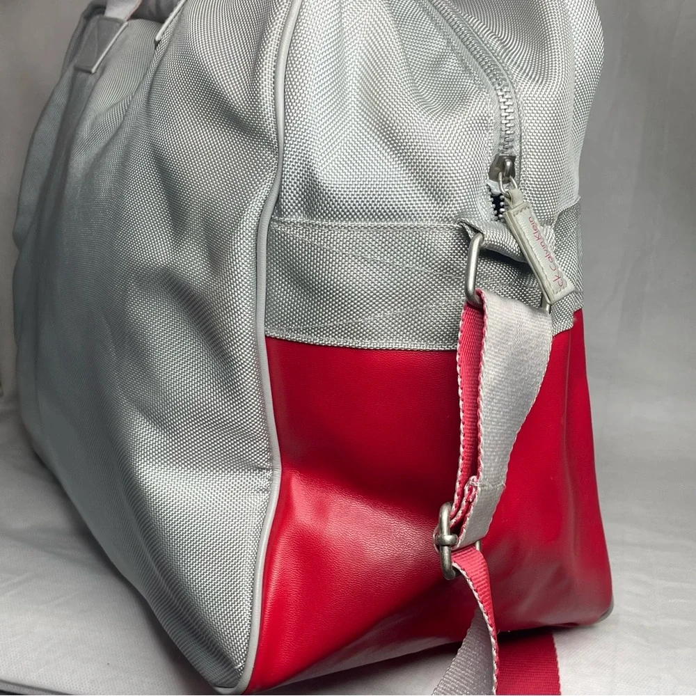 VTG Y2K 90s Calvin Klein Duffle Bag Travel Tote Zipper Shoulder Strap Metal Feet